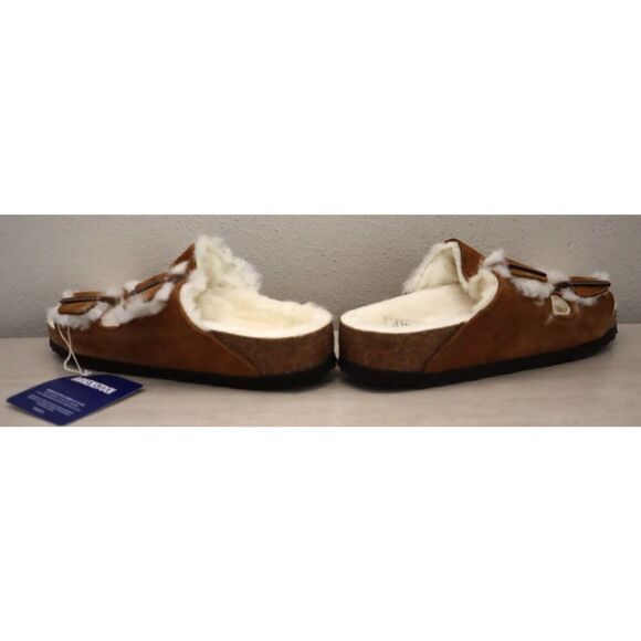 Birkenstock Women's 9 Men's 7 Mink Brown Arizona Shearling Suede Sandals - Picture 13 of 15